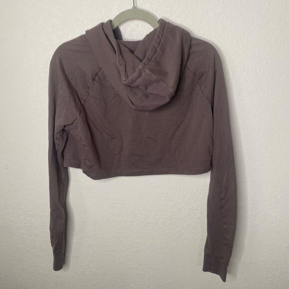 Gymshark Legacy Cropped Hoodie Top Womens Size S Brown Fitness Athleisure Pullo - Picture 3 of 8